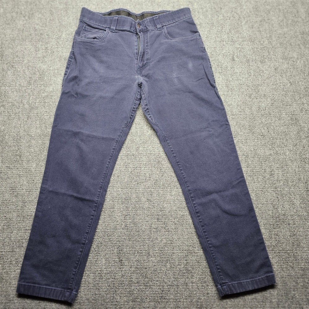 Origin USA Mens Straight Leg Pants Navy Blue Cotton Stretch W34 L30 Made in USA